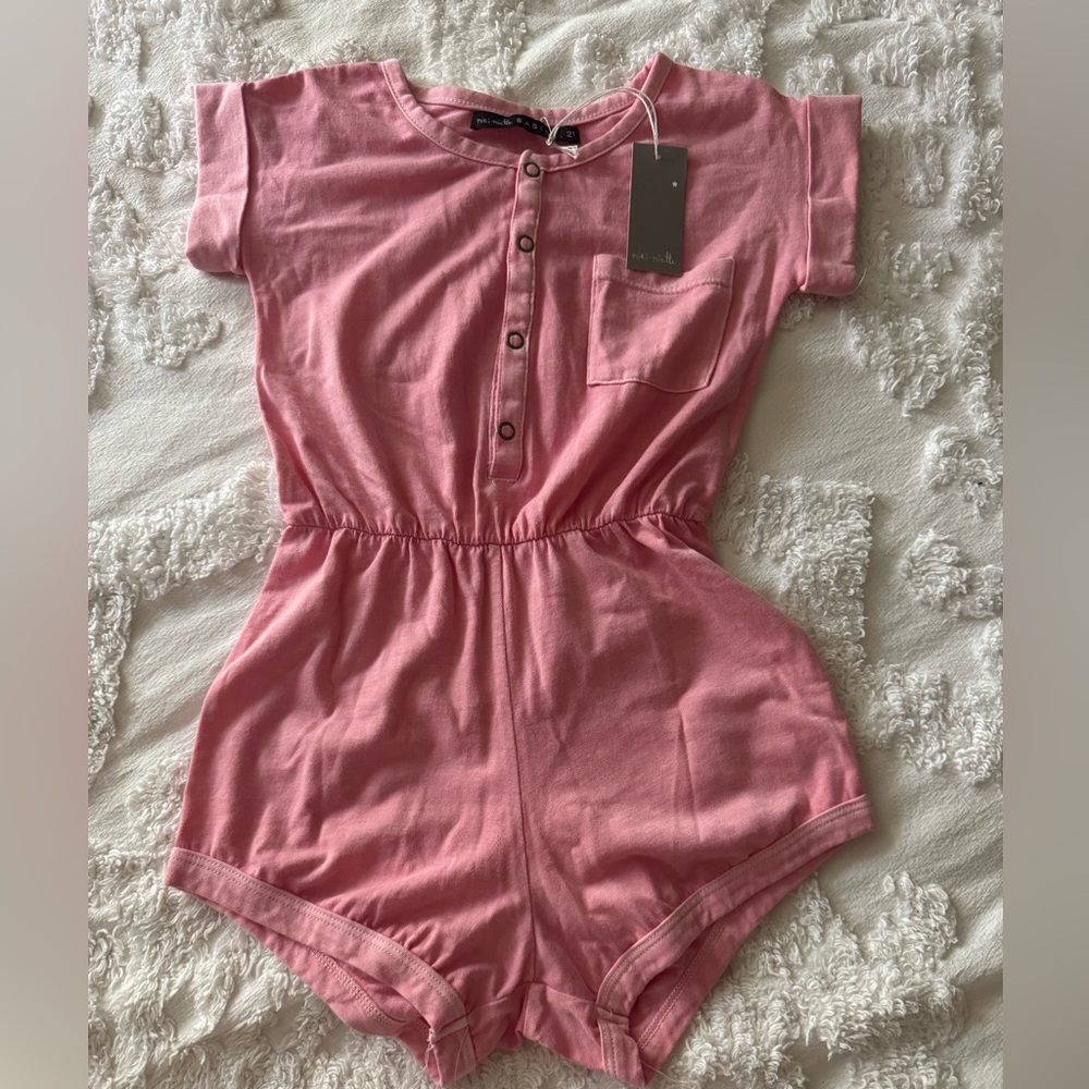 Miki Miette Kids Toddler Pink Romper 2T NWT Girls Popper Front Short Sleeves
